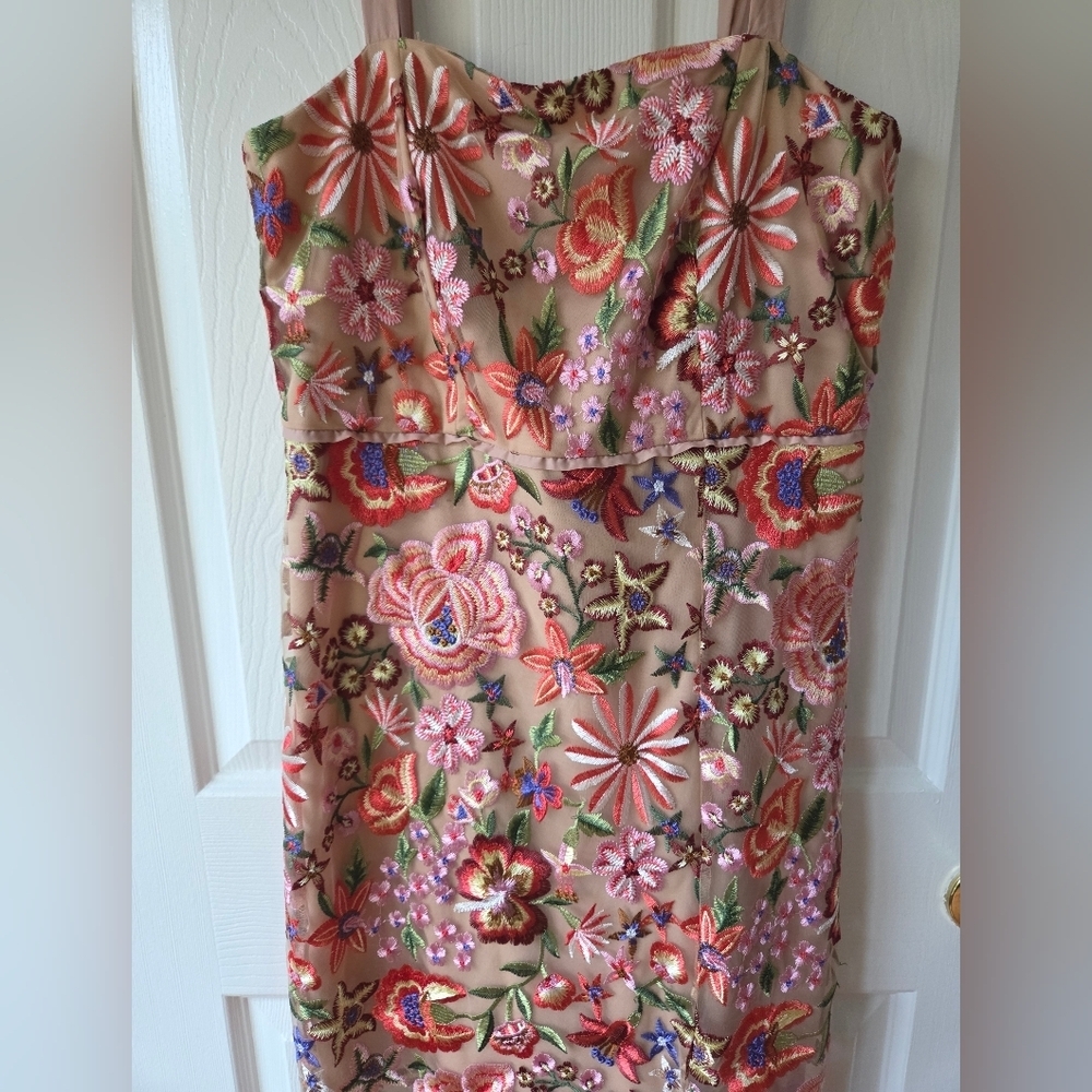 Sam Edelman Midi Dress Size 8 Floral Embroidered $158 Mermaid Boho - Picture 7 of 11
